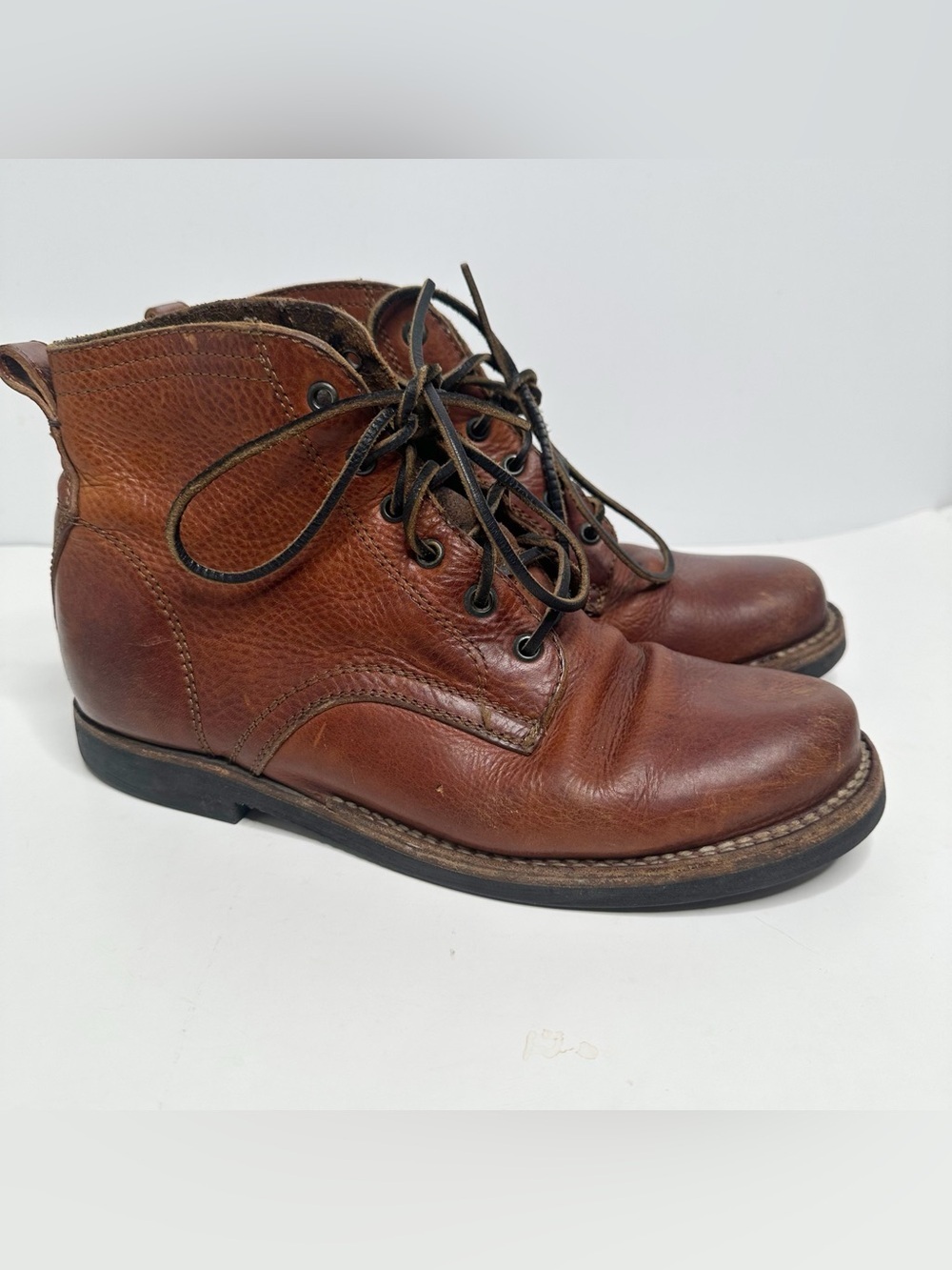 Frye Men’s Cognac Leather Lace Up Boots Size 10